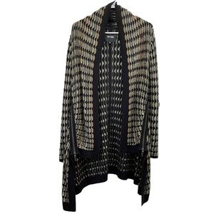Nic+Zoe Multicolor Womens Asymmetric Side Zippers Open Front Cardigan Small‎